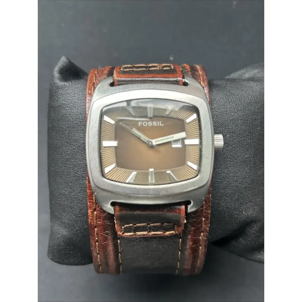 Fossil Brown Dial And Band Silver Case Quartz Watch